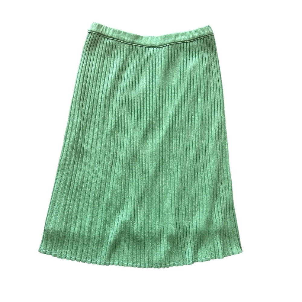 Vintage Pistachio Green Pleated Midi Skirt Made in Italy Flowy Spring Skirt Sz M - Picture 3 of 7